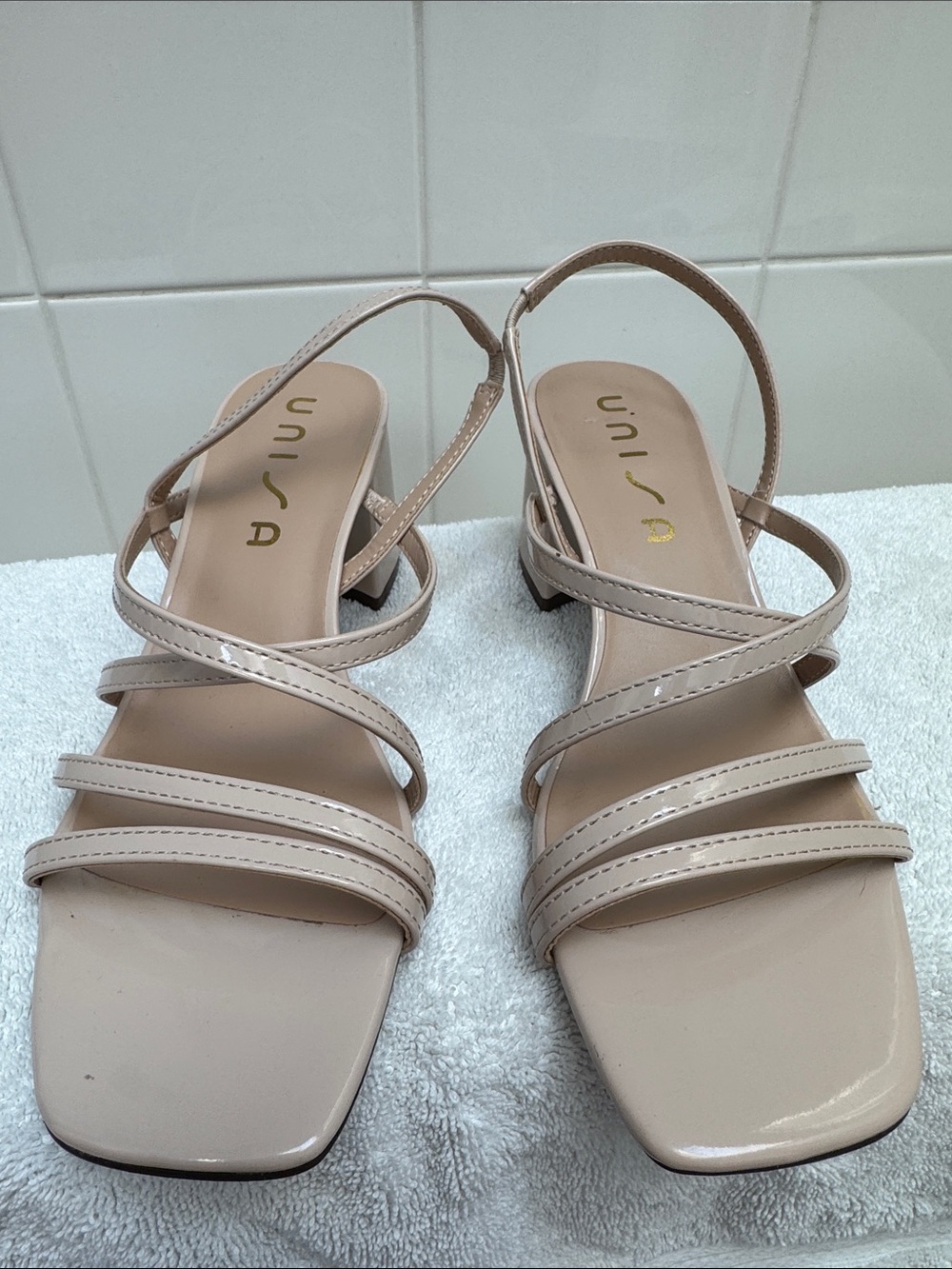 Unisa Taupe/Tan Strappy Low Block Heel Sandals